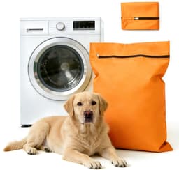 Waszakken voor huisdieren - Waszakken van twill polyester - Grote waszakken met rits - Voorkomt dat waszakken verstopt raken door dierenhaar - Waszakken voor huisdierendekens - Geweldig voor honden en katten (70x80cm) - oranje kleur-L — thumbnail 1