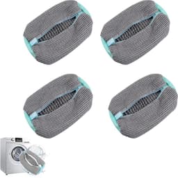 Schoenenwaszak 4 Stucks Grijs - Voor Wasmachine én Droger | Met Zelfsluitende Rits & Microfiber Binnenkant | Herbruikbare Waszak voor Sneakers, Sportschoenen en meer — thumbnail 5