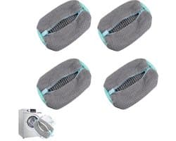 Schoenenwaszak 4 Stucks Grijs - Voor Wasmachine én Droger | Met Zelfsluitende Rits & Microfiber Binnenkant | Herbruikbare Waszak voor Sneakers, Sportschoenen en meer