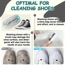 Schoenwaszak, wasmachine, waszak, schoenen, wasmachine, sneaker schoen waszak, schoenen wasmachine zak met 360° reinigingsfleece, schoenenzak voor wasmachine en droger (grijs, 2 stuks) — thumbnail 3