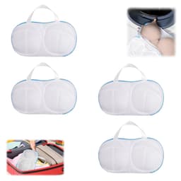 4 stuks - Dames BH-waszak - BH-tas - BH-waszak - Waszak van mesh - Ritssluiting - Dubbele laag stretch mesh - Anti-deformatie - Fijne mesh - 32,5 x 21 cm - Blauw - Wasmachinebestendig — thumbnail 1