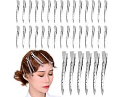 36 Zilveren Metalen Kappersspelden met Krokodillenklem voor Haarstyling