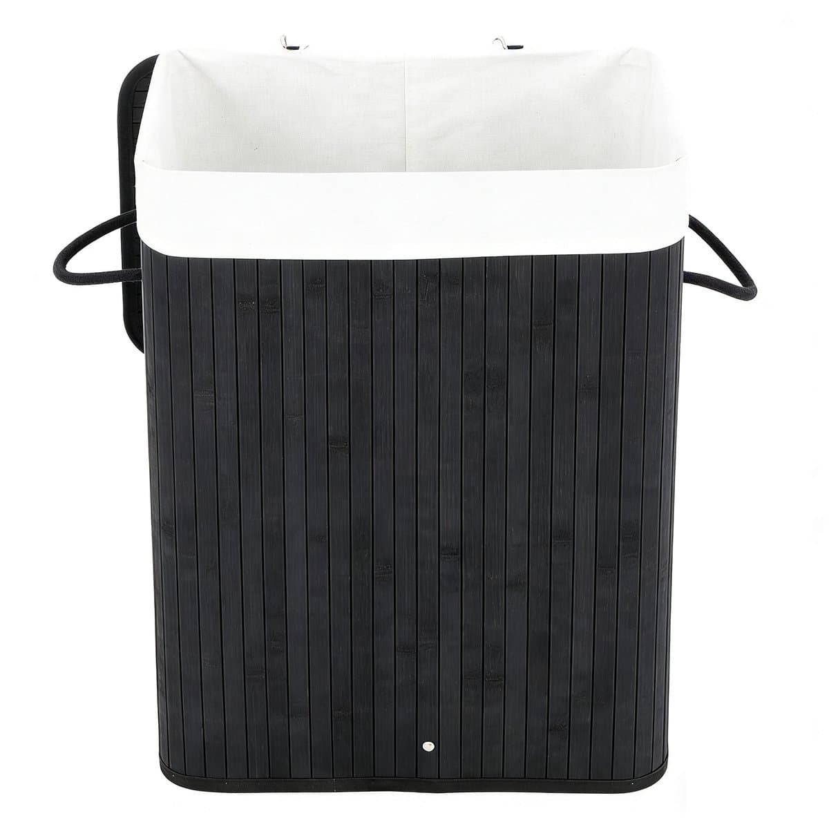 Wasmand 40 x 30 x 60 cm Zwart Vuile wasmand met handgrepen deksel en uitneembare voering Opvouwbaar en ruimtebesparend Maximaal draagvermogen 20 kg Stevige en duurzame constructie — afbeelding 1
