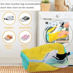 2 stuks - Schoenwaszak - Waszak - Met ritssluiting - 360° rondom reiniging – Geschikt voor sportschoenen, kleding - Machinewasbare waszak voor schoenen - 39*19 cm - Geel — thumbnail 2