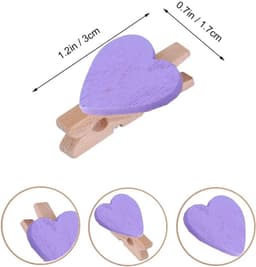 50 Stuks Houten Mini Wasknijpers Hartvormig voor Foto's Ophangen DIY Knutselen Decoratie — thumbnail 5
