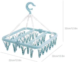 JeiibrZui Ondergoed Kledinghanger - Opvouwbare Wasknijper - 32 Clips Winddichte Hanger Voor Babykleding En Sokken - 1 Stuk - Blauw — thumbnail 1
