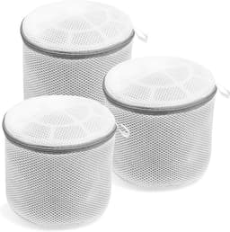 3 stuks BH Waszakken - Rond (ø15×17 cm) - ondergoed waszak met ritsen- mesh waszakken - Beschermt Beugels & Cups - Wasnet voor BH’s & Delicate Lingerie - grijs — thumbnail 1