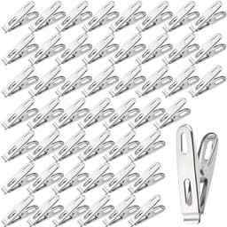 Wasknijpers Sterk - Kledingklemmen Metaal - Kleding Drogen - Roestvrij Staal - 50 Stuks - Zilver — thumbnail 1