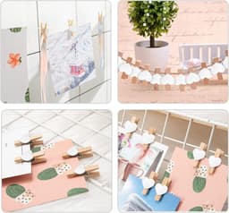 Mini Houten Wasknijpers met Jute Touw en Ophanghaken voor Foto's en Decoratie — thumbnail 5