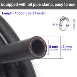 Benzineslang 1 M Ø 8mm met 6 Slangklemmen - Multifunctionele Brandstofleiding voor Voertuigen — thumbnail 3
