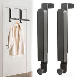 Allecta - Inklapbare deurkapstok 2 stuks voor kleerhangers - opvouwbaar en uittrekbaar — thumbnail 1