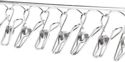 Roestvrijstalen wasdroogrek opvouwbare sokkenhanger, kledingdroogrek met 36 clips, haak winddicht kledinghanger rek, voor het drogen van handdoeken, beha, lingerie, babykleding, droogrek met — thumbnail 4