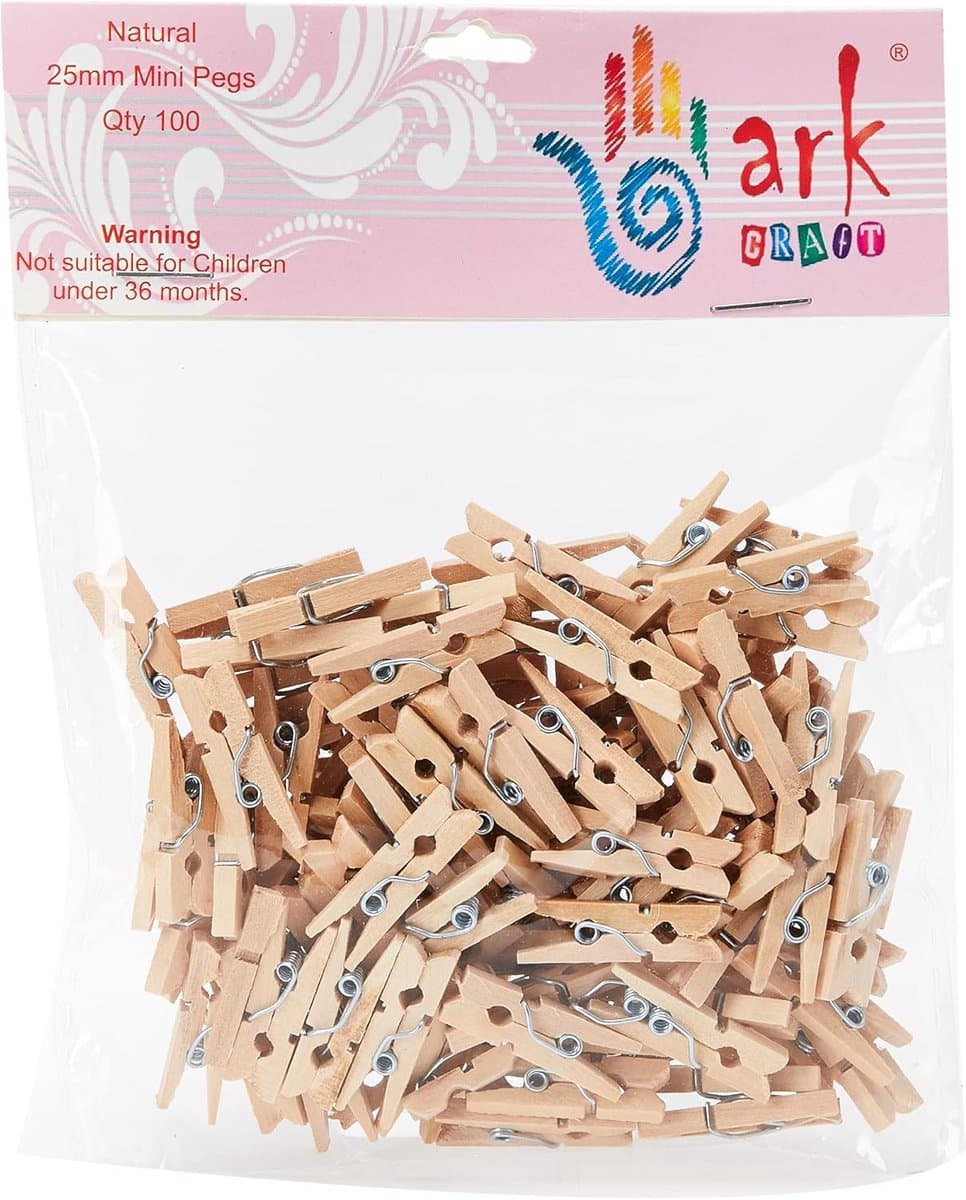 Houten Knijpers - Kleine Prikkers - Creatieve Projecten - Natuurlijke Kleuren - 100 Stuks - Niet Van Toepassing — afbeelding 1