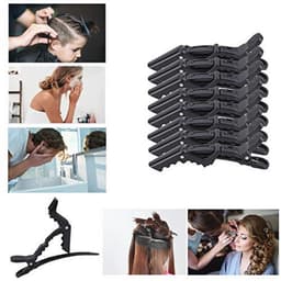 Kunststof Haarspelden Eend Tanden Krokodil Clips - Anti-Slip Styling Haarclips voor Kappers - 20 Stuks Zwart — thumbnail 4