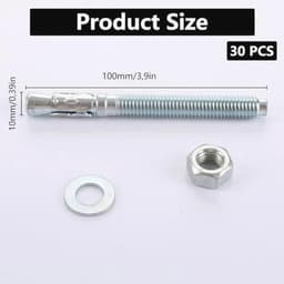 Heavy Duty Ankers M10 x 110 mm - 30 Stuks Verzinkt Roestvrij Staal — thumbnail 3