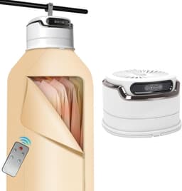 Draagbare Wasdroger – Droger - Mini Elektrische Opvouwbare Droogmachine Met Afstandsbediening En Droogtas – 360° Hetelucht Drogen - Aanraakgevoelige aanpassing - Met uv-sterilisatie - Voor Reizen Camper Appartement En Huis - Wit — thumbnail 1