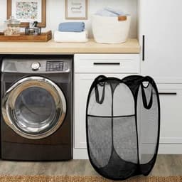Opvouwbare Wasmand - Grote opvouwbare wasmand - Grote Capaciteit Vieze Kleding Opberging - Opbergmand voor vuile was - Geschikt voor Wassen, Badkamer, Kinderkamer, Studentenkamer of Reizen - 36×36×58cm - Zwart — thumbnail 5