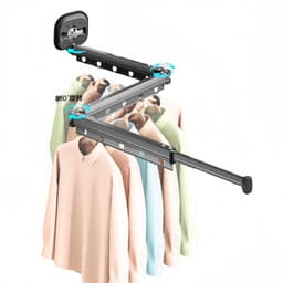 Droogrek-Binnenshuis-Hangkleding-niet electrisch-Inklapbaar-Ruimtebesparend-Tot 15 Kledingstukken-Wasrek 126cm Hangend-Bevestigen aan Raam, Douchewand of Tegels ZONDER te boren of te schroeven - Uitschuifbaar-360° draaibaar-Zwart Metaal-droogrek- — thumbnail 4