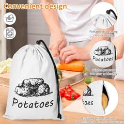 Aardappel- en uienopbergzakken - 2 stuks canvas groente- en fruitzakken 26 x 35 cm — thumbnail 4