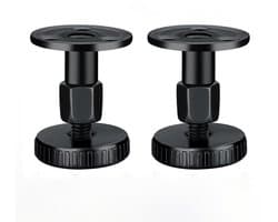 2-stuks Hoofdeinde Stabilisatoren - Hoofdbordstopper - Anti-schudhulpmiddel voor naast het bed - Verstelbaar bedframe - Inclusief lijm, schuimrubberen kussentjes en schroeven - 47-64 mm - Geschikt voor bedden, kasten en banken - Zwart