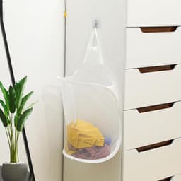 2 stuks – Opvouwbare wasmand voor aan de muur – Hangende wasmand – Wasmand van gaas voor aan de muur – Ademend – Met handvat – Wit – 30*40 cm – Geschikt voor kleding en speelgoed – Geschikt voor badkamers, campings en hotels — thumbnail 3