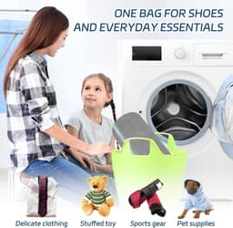 Schoenenwaszakken - 2-pack herbruikbare schoenenwaszakken - Geschikt voor wasmachine en droger - Reinigingszakken voor sneakers en tennisschoenen - Met rits - Voering van zachte stof - 360° dieptereinigingsset (grijs) — thumbnail 4