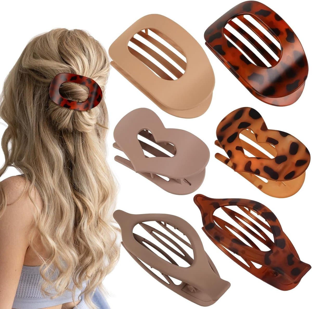 6x Platte Haarspeld voor Dames - Sterke Grip & Ergonomische Grote Klem voor Dik en Dun Haar — afbeelding 1