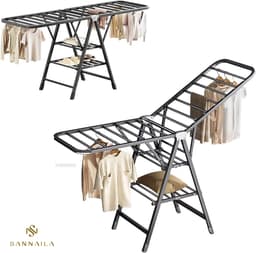 Sannaila Inklapbaar Droogrek – 10-18 Meter Drooglengte – Verstelbaar Design - Zwart — thumbnail 2