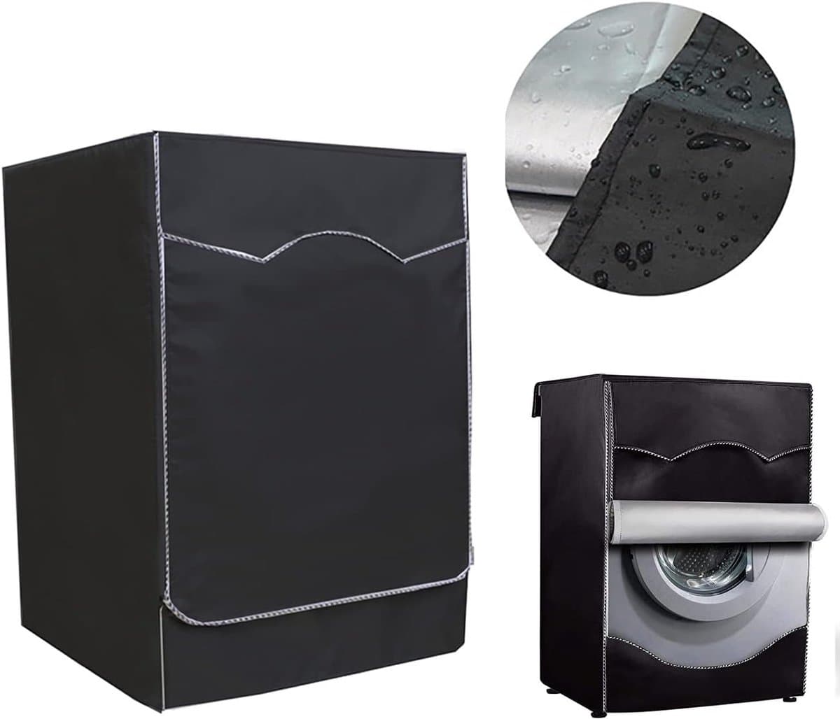 wasmachine hoes - voorlader drogerhoes - waterdicht - stofdicht - zonwerend - Geschikt voor opzet- en droogkasten buiten - geschikt voor de meeste wasmachines en drogers op de markt - 60 x 60 x 88 cm - zwart — afbeelding 1