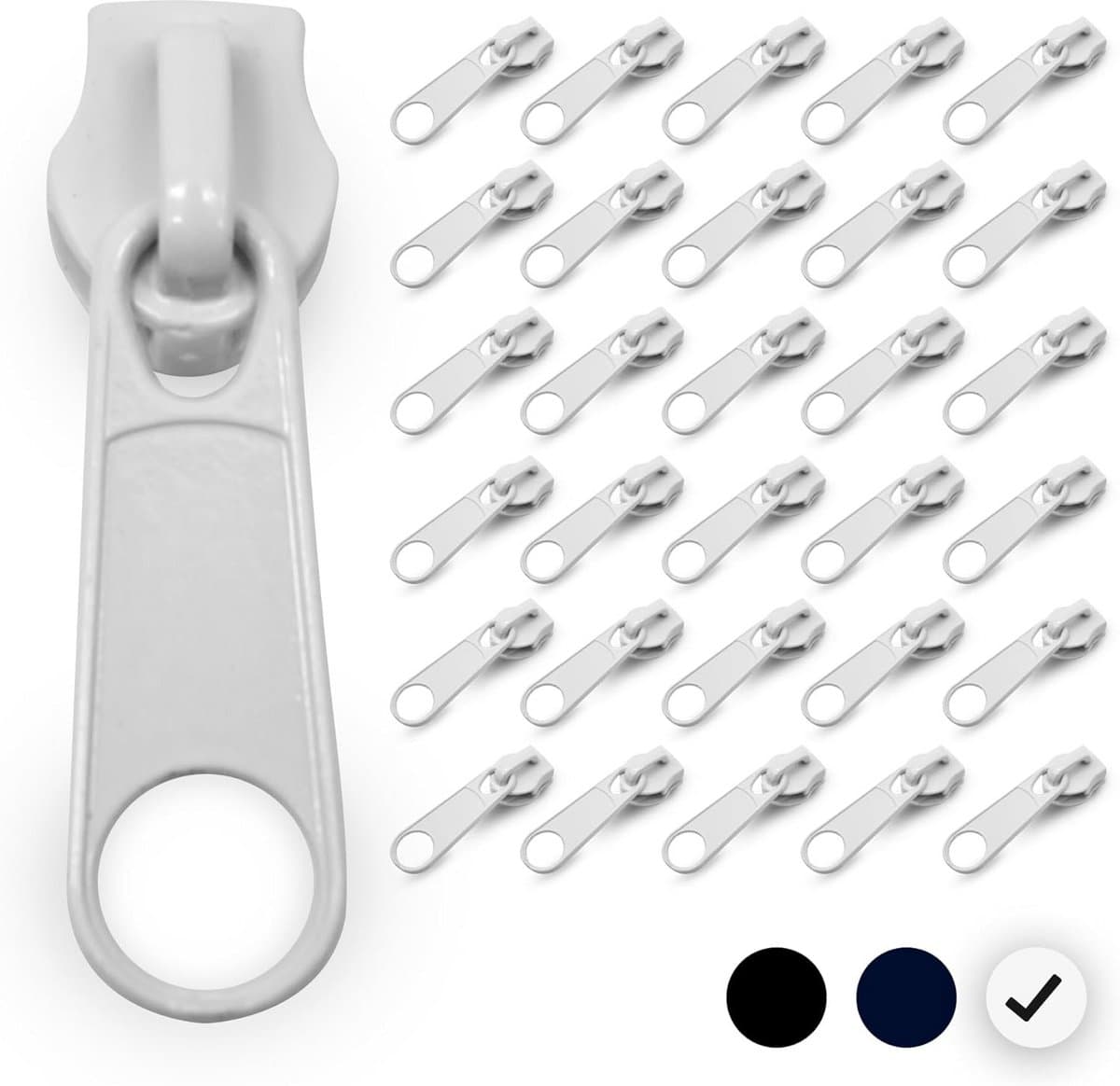 Set van 20 Witte Vervangende Ritslopers Maat 5 (40mm) voor Jassen, Tassen en Kleding — afbeelding 1