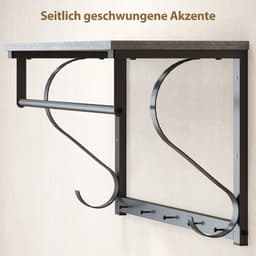Wandgarderobe - 5 Haken + Bovenvak - Multifunctioneel - Metaal - Grijs — thumbnail 3