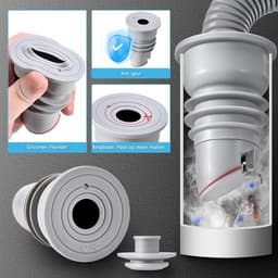Ynkkvre - wasmachine slangafdichting set - 2-delige - grijze anti-geur afvoerbuis plug - deodorant afdichtingsstop voor keuken en huishouden — thumbnail 4