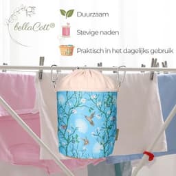 Draagbare opbergtas met trekkoord en karabijnhaken – Katoenen zak voor huishouden, tuin en camping — thumbnail 3