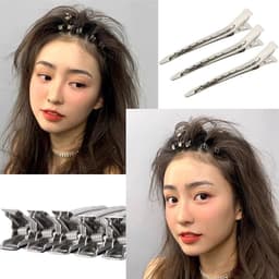 3,5 Inch Eendenbek Haarklemmen - Zilveren Haarsectieklemmen en Krokodilspelden voor Haarstyling — thumbnail 2