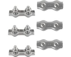 Provento - RVS Duplex Klemmen voor Zware Draad | Kabelklem voor Waslijn en Zonnezeil | Set van 6 stuks
