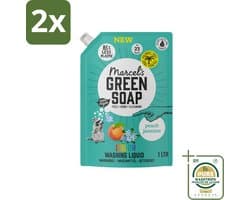 Marcel's Green Soap - Vloeibaar Wasmiddel - Kleur - Navulling - Perzik & Jasmijn - Effectief & natuurlijk - 23 Wasbeurten - 1 liter - Voordeelverpakking - 2 stuks - Wasmiddel navul - Ecologisch wasmiddel