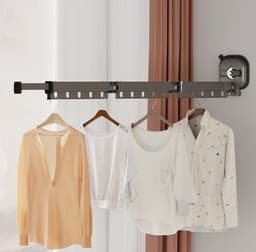 Wanddroogrek - Opvouwbaar wasrek voor binnen - Uitschuifbare kledinghanger met ophanggaten - Ruimtebesparend - voor balkon, badkamer, slaapkamer — thumbnail 5