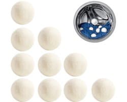 10 Stuks Wollen Droogballen - 4 Cm - Met Opbergzak - Wasdrogerballen - Wasbollen - Duurzaam - Wasdroger Ballen - Absorberen Vocht - Geschikt Voor Dons, Verkort De Droogtijd - Geschikt Voor De Wasdroger - Wit
