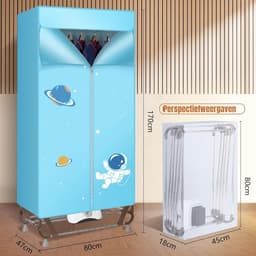 SAVI® Elektrisch Droogrek - Droogrek - Droogrek Elektrisch - 150cm Hoog - 1500W - Lichtblauw - ‎80cm x 46cm x 168cm — thumbnail 5