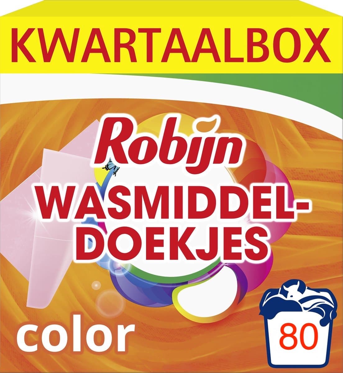 Robijn - Wasmiddeldoekjes Color - 5 x 16 stuks - Voordeelverpakking — afbeelding 1