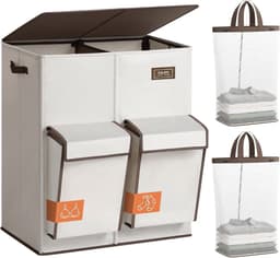 180L Wasmand met Deksel – 4-Delige Grote Wasmand met Gescheiden Compartimenten – Dubbele Wasverzamelaar met Uitneembare Waszakken – Wassorteerder voor Wasruimte en Slaapkamer — thumbnail 1