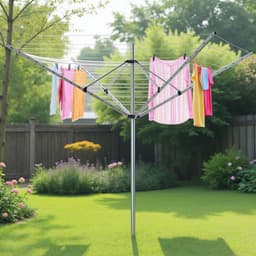 MKSS® Droogmolen met Voet voor Camping & Thuis - Wasrek Staand - Droogrek Inklapbaar - Zilver — thumbnail 5