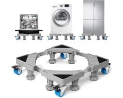 Wasmachine Verhoger - Wasmachine Opbouwmeubel - Wasmachine Sokkel - Anti Slip & Verstelbaar - Ook voor Droger, Koelkast en Vriezer - 300 Kg Draagkracht - 8 Poten en 4 Wielen - Hoogte 42 tot 66 cm - van Imperatoris