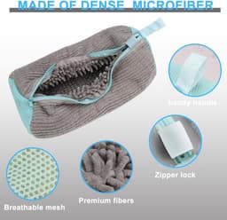 Famanu - Schoenwaszak, wasmachine, 2 herbruikbare ritssluitingen, pluche waszak, schoenenzak, beschermt zowel schoenen als wasmachine (geel) — thumbnail 5