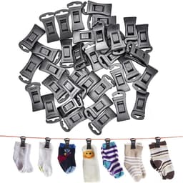 Sokkenhouders - 40 stuks - Sokken clips - Washaken Clip - Plastic - Waslijnknijpers - Antislip wasknijpers - Veelzijdig - Drooghaak voor kleding - Sokkenklemmen voor Wasmachine en Droger - Zwart — thumbnail 2