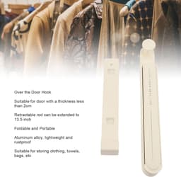 Droogrek voor Vouwkleding en Handdoeken - Opvouwbare Over-deurhanger voor Kleding, Tassen en Meer - Ideaal voor Wasruimte en Badkamer in Melkachtig Wit — thumbnail 3