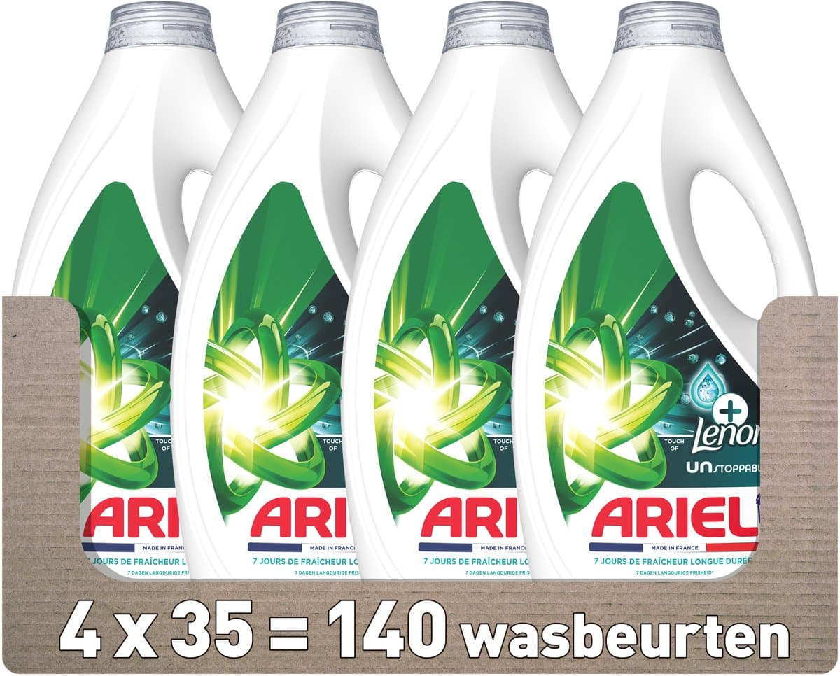 Ariel Vloeibaar Wasmiddel +Touch Van Lenor Unstoppables - 4 x 35 Wasbeurten — afbeelding 1