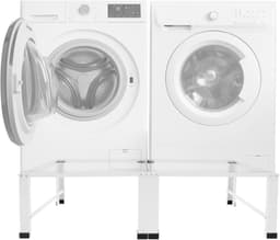 Dubbel wasmachine-onderstel - Wasmachinekast staal - Ruimtebesparing Bijkeuken - Dubbele Draagkracht - 126x54x32 cm - Wit — thumbnail 1