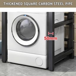Wasmachinekast – Wasmachine Ombouw – Drogerkast – Wasmachine Meubel – Badkamerkast – Walnoot Kleur – Verstelbare Planken – Gietijzer Frame — thumbnail 3