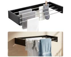 Cheqo® Wanddroogrek - Wanddroogrek Inklapbaar - Droogrek Muur - Muurdroogrek - Wanddroogrek Zwart - Inklapbaar Droogrek - Droogrek Aan Muur - Muur Droogrek Inklapbaar